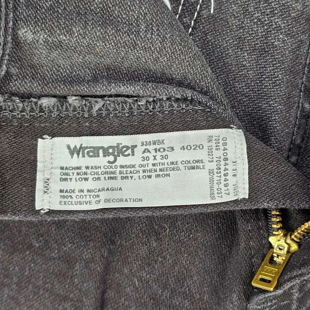 Wrangler Jeans Mens 28x30 Black Western Cowboy Cut Straight Leg Denim 936BK